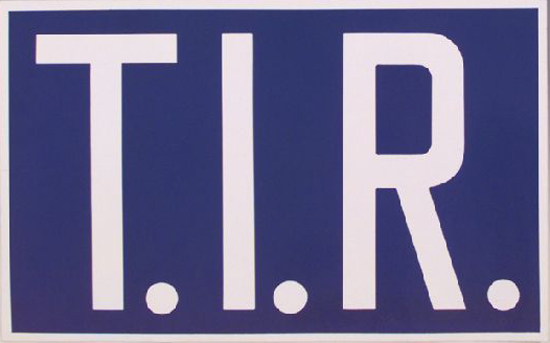 Modellbeispiel: Hinweisschild für Transitverkehr (TIR-Schild), starr (Art. 21.2422)