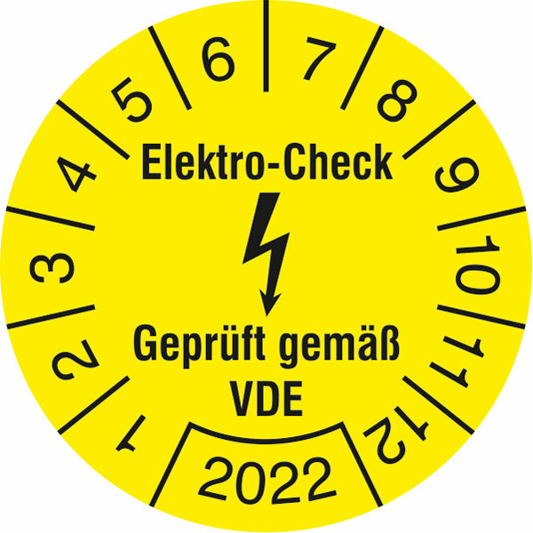 Modellbeispiel: Prüfplaketten ohne Jahresfarbe (1 Jahr), Elektro-Check, Gepr. gem. VDE (Art. 30.c3120-22)