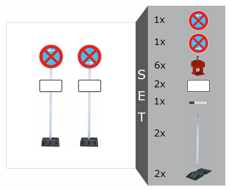 Modellbeispiel: Haltverbotszonen-Set mobil SIGN I (Art. 41428)