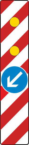 Warnlichtbake, linksweisend, vorgeschriebene Vorbeifahrt links Nr. 605-14