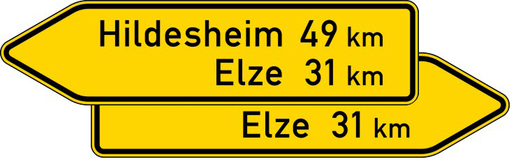 Verkehrszeichen StVO, Pfeilwegweiser sonst. Straßen, dop. 450mm zweiz. Nr.418-40
