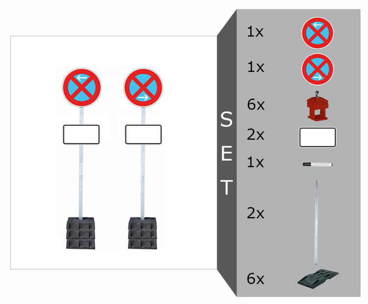 Modellbeispiel: Haltverbotszonen-Set mobil SIGN III (Art. 41430)