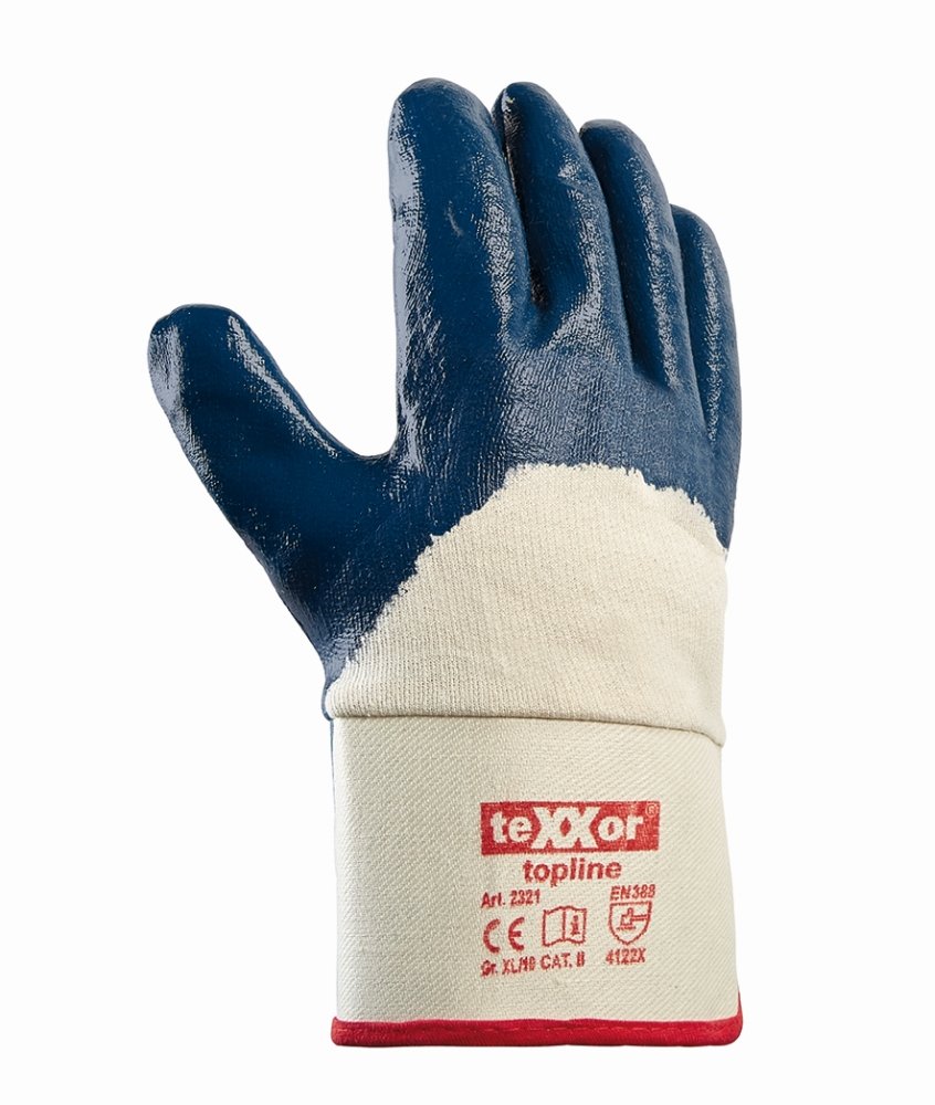 teXXor® topline Nitril-Handschuhe 'STULPE', 3/4 Nitril-Beschichtung (blau), 9 
