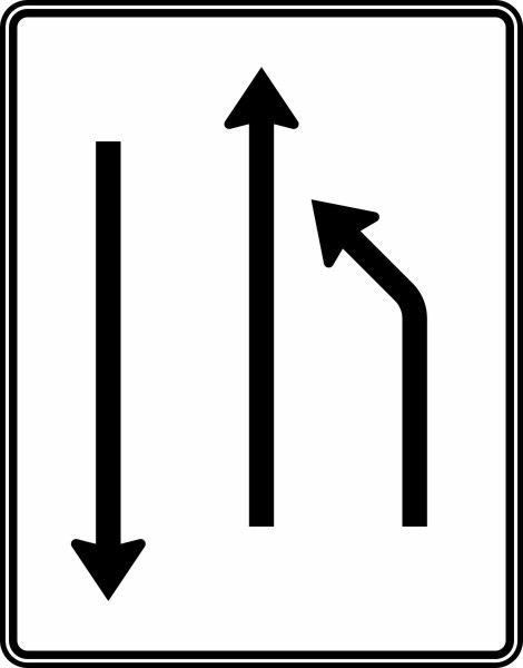 Modellbeispiel: VZ Nr. 532-10 Einengungstafel mit Gegenverkehr, Einzug rechts