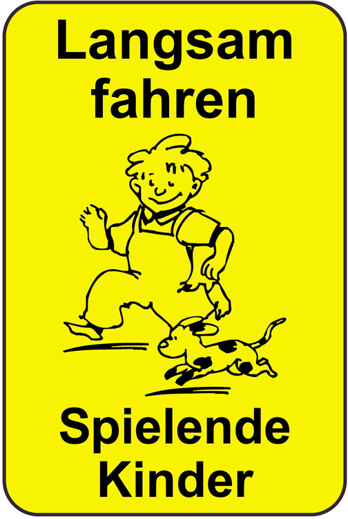 Modellbeispiel: Kinderhinweisschild Verkehrszeichen, Langsam fahren Spielende Kinder, Art. 14792/14793
