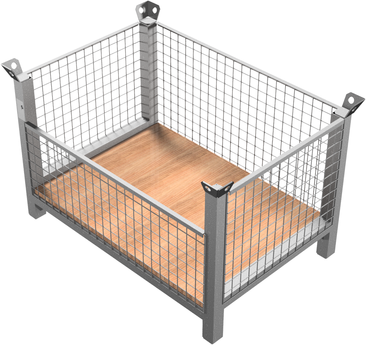 Gitterboxpalette aus Vierkantrohr 60 x 60 mm, 1,08 x 0,68 x 0,56 m, verzinkt