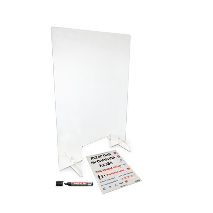 Modellbeispiel: Hygiene-Trennwand -ECO- aus Acrylglas, Höhe 980 mm (Art. 90.5574)