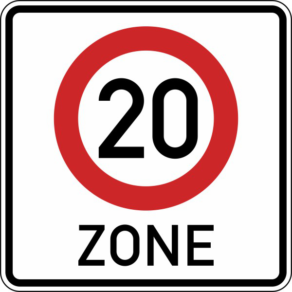 Beginn einer Tempo 20-Zone in verkehrsberuhigten Geschäftsbereichen Nr. 274.1-20
