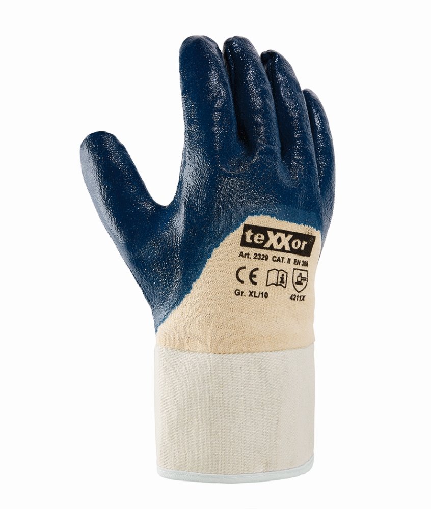 teXXor® Nitril-Handschuhe 'STULPE', 3/4 Nitril-Beschichtung (blau), 7 