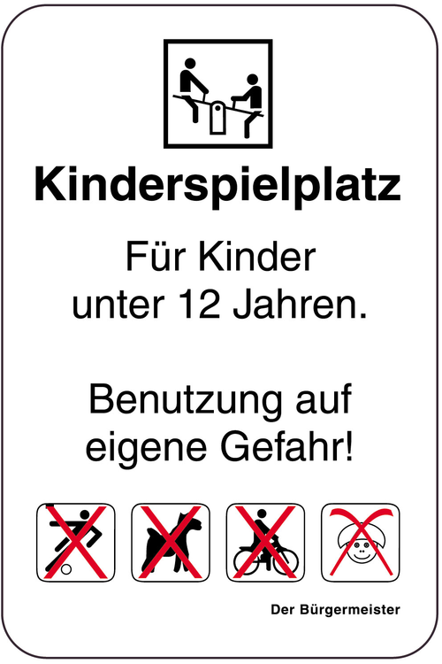 Modellbeispiel: Sonderschild, Kinderspielplatz - Für Kinder unter 12 Jahren (Art. 15029)