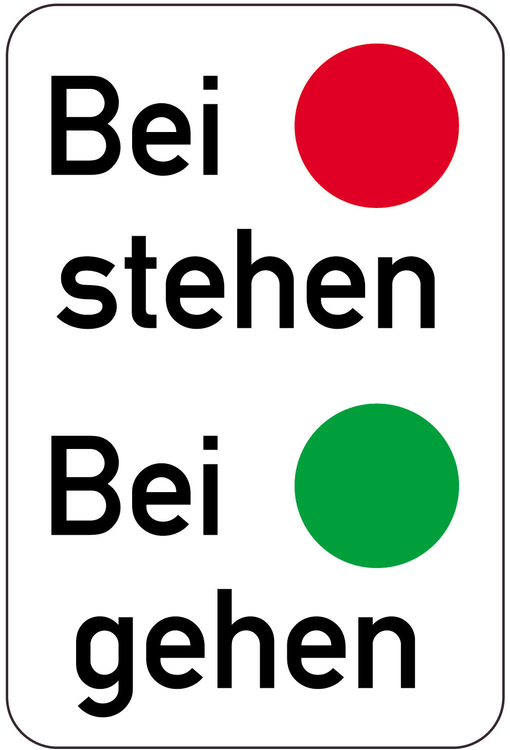 Modellbeispiel: Sonderschild - Bei rot stehen, Bei grün gehen (Art. 14917)