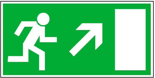Modellbeispiel: Rettungsschild Rettungsweg rechts aufwärts (Art. 15.0019)