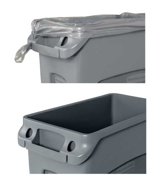 Detailansicht: Abfallsack-Klemmvorrichtungen des Abfallbehälter -Slim Jim- Rubbermaid (Art. 12526)