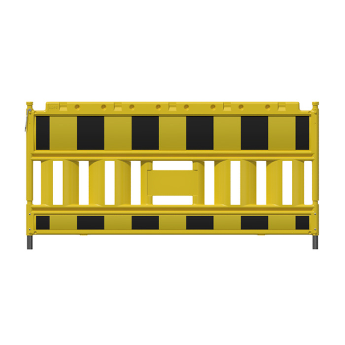 Modellbeispiel: Schrankenzaun in gelb mit schwarz-gelber Folie, ohne Lampenadapter (Art. 33420k-i)