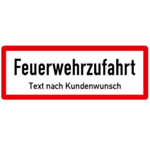 Modellbeispiel: Sonderschild Feuerwehrzufahrt Text nach Kundenwunsch, DIN 4066 (Art. hwsb210072121)