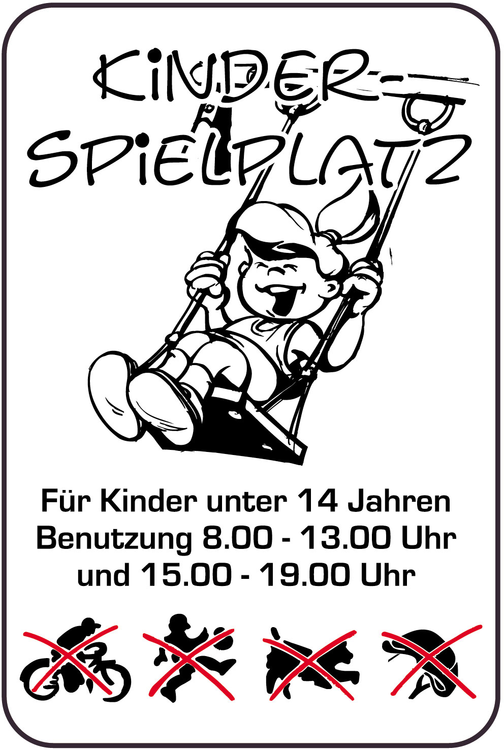 Modellbeispiel: Spielplatzschild, KINDERSPIELPLATZ - Für Kinder unter 14 Jahren (Art. 14861)