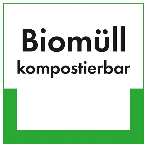 Kennzeichnungsschild Biomüll kompostierbar 