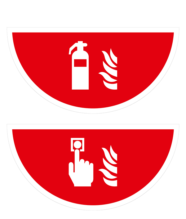 Boden-Sicherheitskennzeichen -Brandschutz-, Halbkreis 