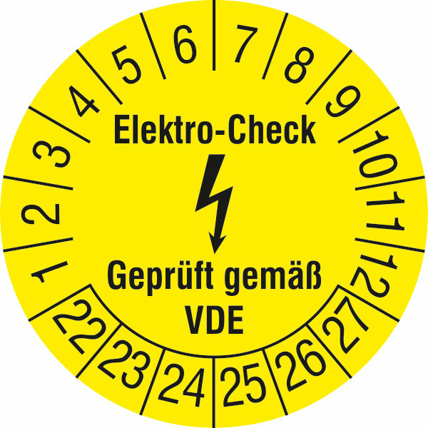 Prüfplaketten ohne Jahresfarbe (6 Jahre), Elektro-Check, Geprüft gemäß VDE