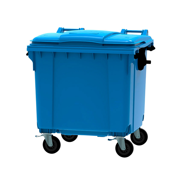 Modellbeispiel: Großmülltonne -P-Bins 104- 1100 Liter, Behälter blau, Deckel blau (Art. 39970)