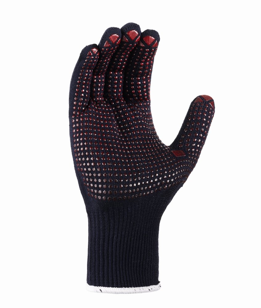 teXXor® Feinstrick-Handschuhe 'BAUMWOLLE/NYLON', blau/rote Noppen, 11 