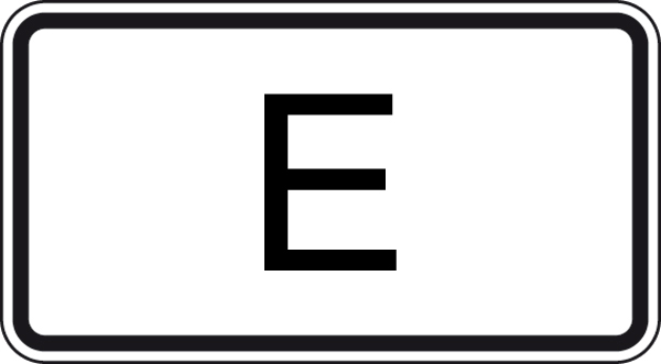 Modellbeispiel: VZ Nr. 1014-53 (Tunnelkategorie 'E' gemäß ADR-Übereinkommen)