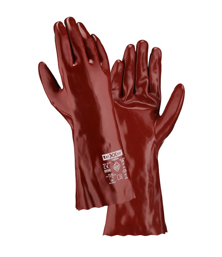 teXXor® topline Chemikalienschutz-Handschuhe 'PVC ROTBRAUN', Länge 350 mm, 9 