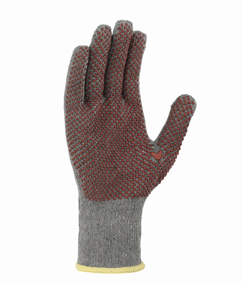 teXXor® Mittelstrick-Handschuhe 'BAUMWOLLE/POLYESTER', grau/rote Noppen, 8 
