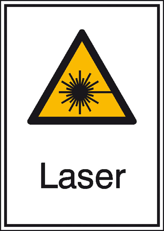 Modellbeispiel: Elektrokennzeichnung Kombischild mit Warnzeichen und Zusatztext Laser (Art. 21.0430)