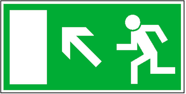 Modellbeispiel: Rettungsschild Rettungsweg links aufwärts (Art. 15.0017)