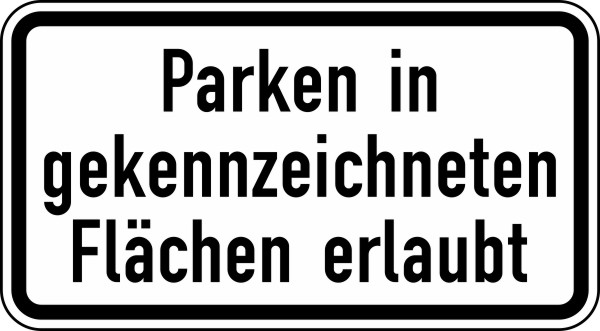 Parken in gekennzeichneten Flächen erlaubt Nr. 1053-30
