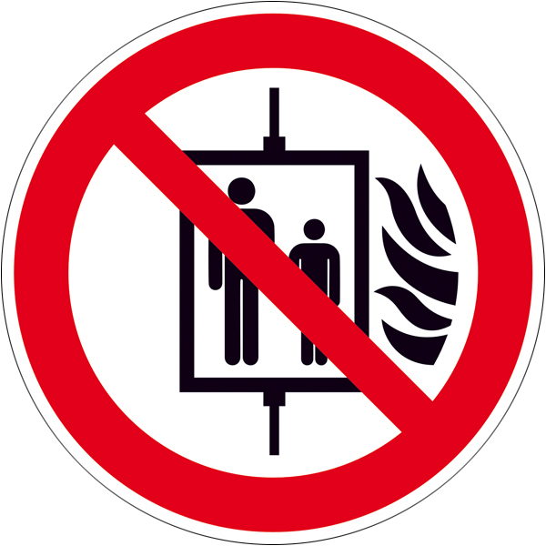 Modellbeispiel: Verbotsschild Aufzug im Brandfall nicht benutzen (Art. 38.a6150)