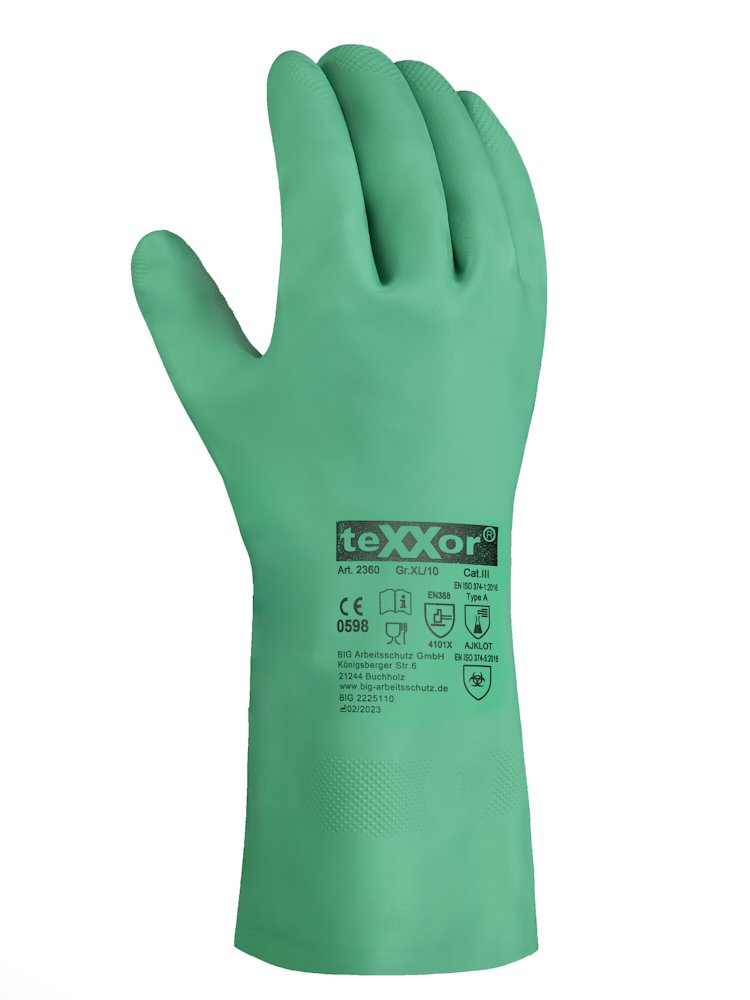 teXXor® Chemikalienschutz-Handschuhe 'NITRIL', grün, 11 