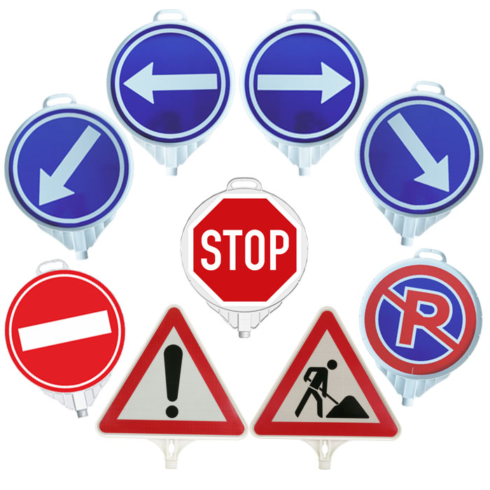 Schild mit Verkehrszeichen