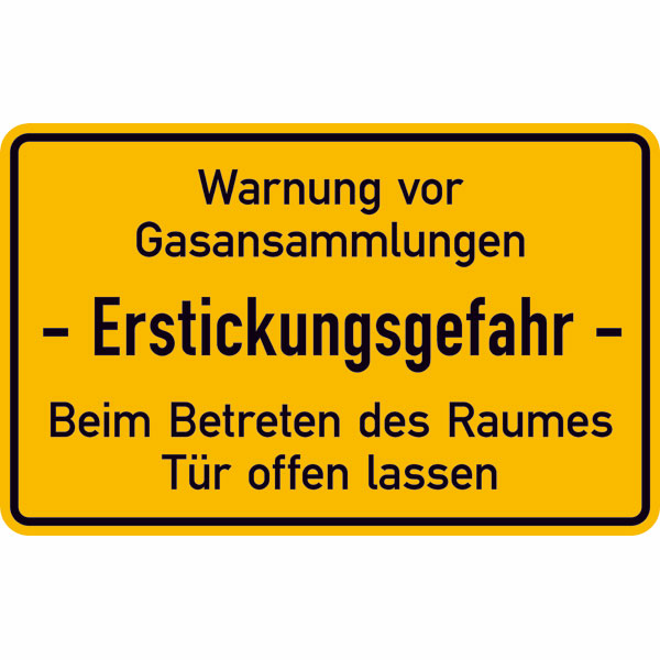 Modellbeispiel: Hinweisschild Warnung vor Gasansammlungen ... (Art. 11.5354)
