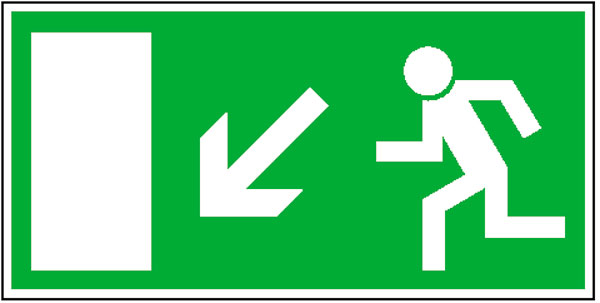 Modellbeispiel: Rettungsschild Rettungsweg links abwärts (Art. 15.0021)