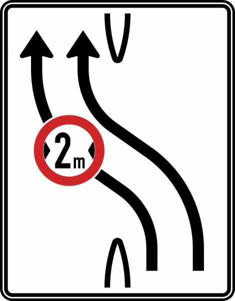 Modellbeispiel: VZ Nr. 505-11 Überleitungstafel ohne Gegenverkehr, zweistreifig nach links