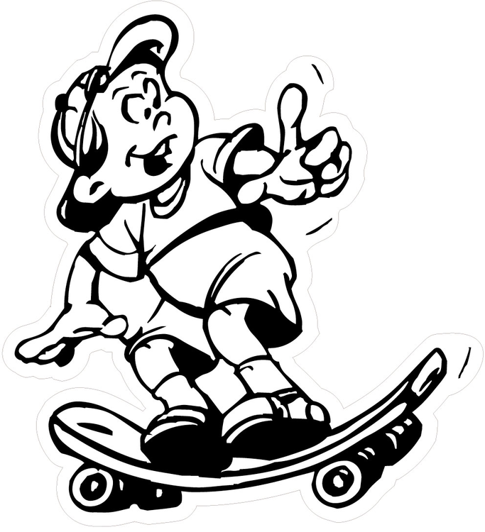 Kinderfigur mit Skateboard, Aluminium-Verbundplatte, einfarbig