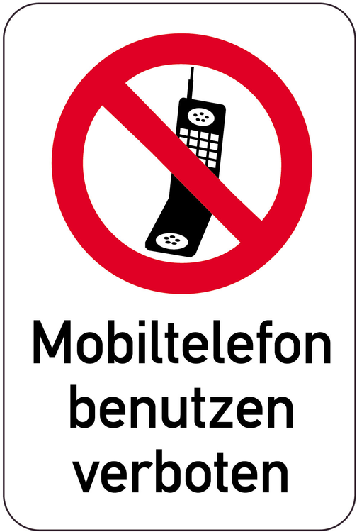 Modellbeispiel: Sonderschild, Mobiltelefon benutzen verboten (Art. 14974)