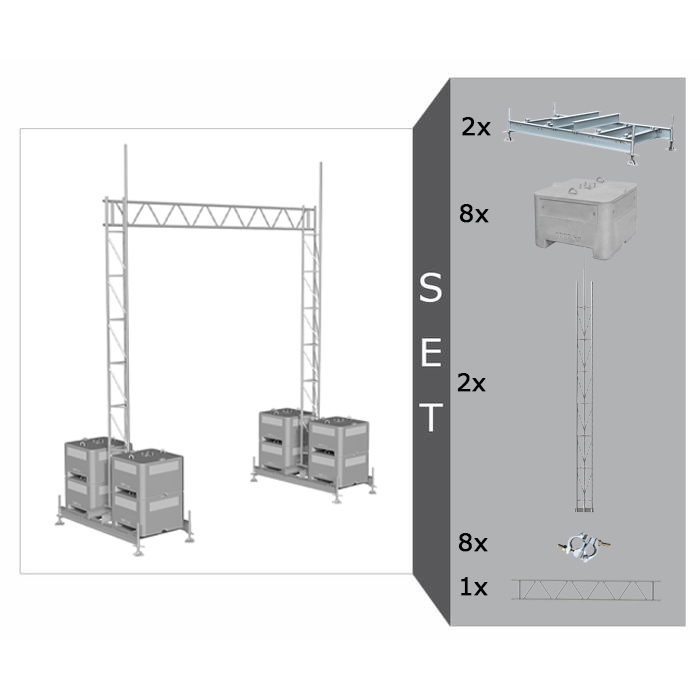 Modellbeispiel: Aufstellvorrichtungen mit Gitterrohrmast und Stahl-Gitterträger für Brücke, Komplett-Set (Art. 35350-setb6)