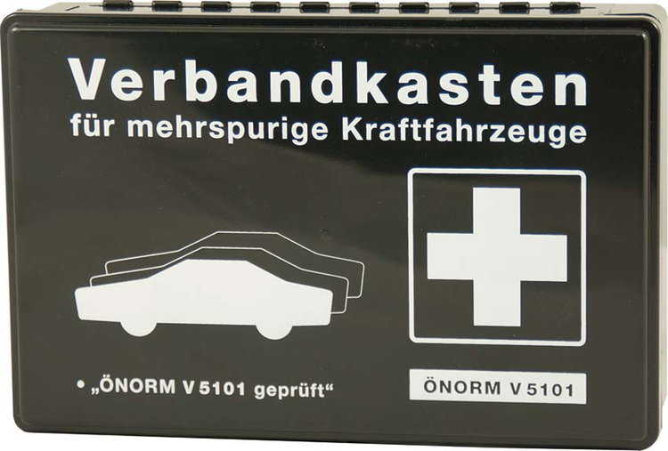 KFZ-Verbandkasten aus Kunststoff, Inhalt nach ÖNORM V 5101, 260 x 180 x 85 mm