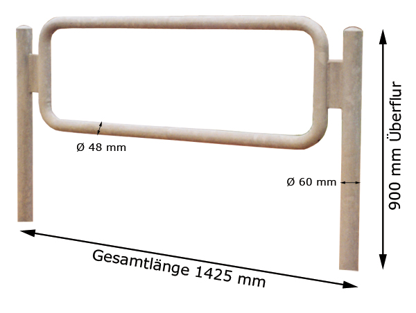Anlehnbügel/Absperrbügel Kieler Bügel 'Amrum' Ø 48 mm aus Stahl, Höhe 900 mm, zum Einbetonieren
