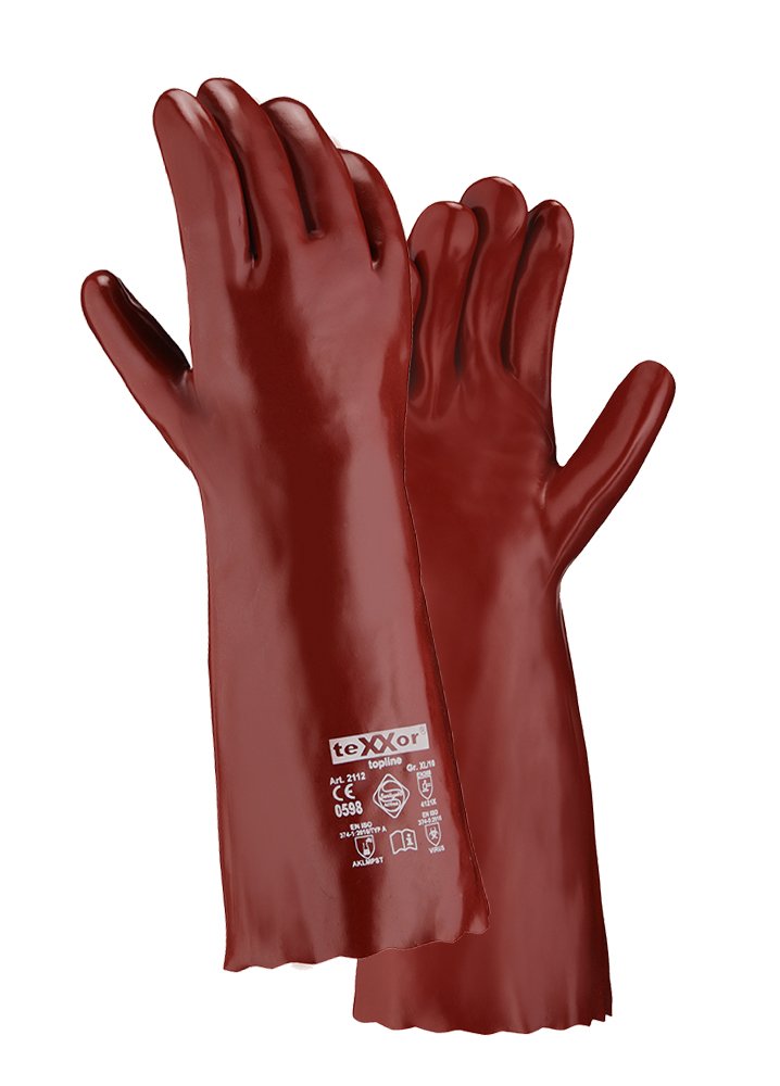 teXXor® topline Chemikalienschutz-Handschuhe 'PVC ROTBRAUN', Länge 400 mm, 9 