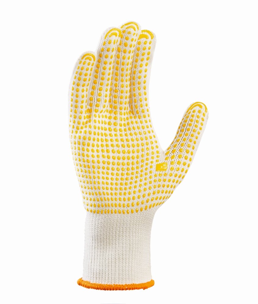 teXXor® Mittelstrick-Handschuhe 'BAUMWOLLE/NYLON', beige/gelbe Noppen, 10 