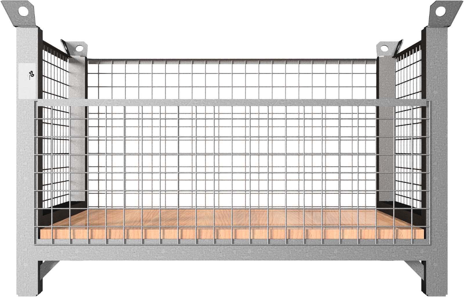 Gitterboxpalette aus Vierkantrohr 60 x 60 mm, 1,08 x 0,68 x 0,56 m, verzinkt