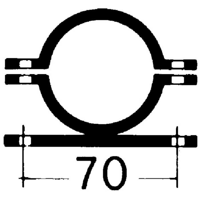 Technische Ansicht: Rohrschelle 70 mm Lochabstand (Art. 90.2789)
