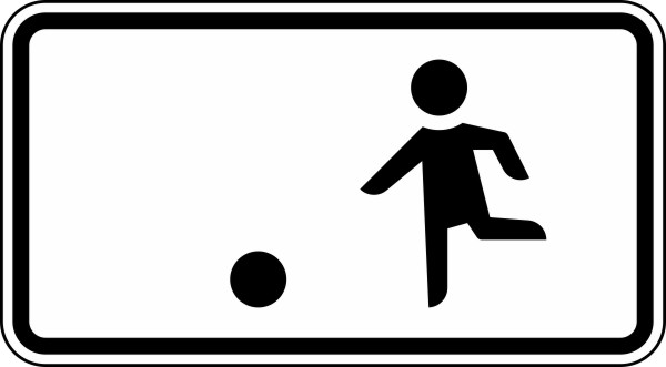 Modellbeispiel: VZ Nr. 1010-10  (Kinderspielen auf der Fahrbahn und  dem Seitenstreifen erlaubt)