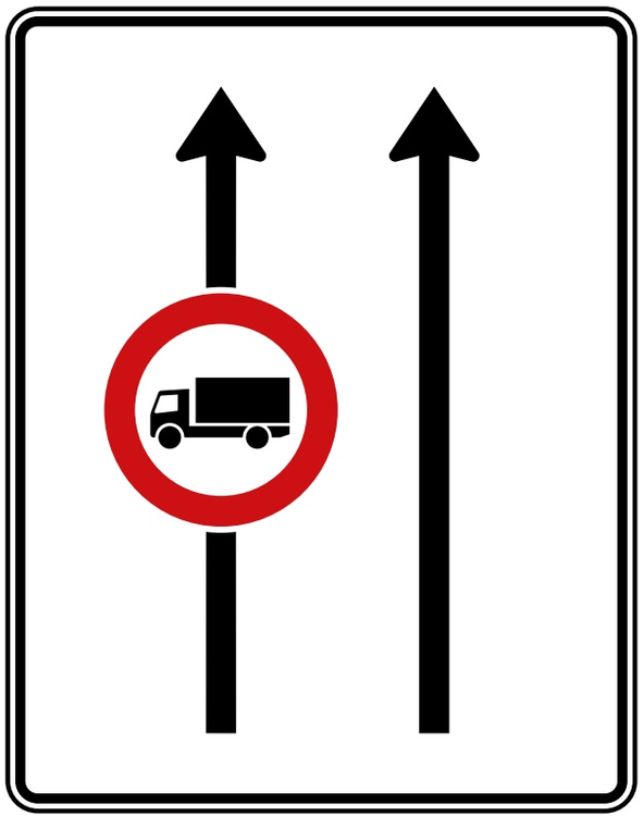 Verkehrszeichen 524-31 StVO, Fahrstreifentafel