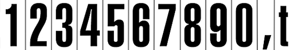 Modellbeispiel: Hinweisschild für Kraftfahrzeuge, Zahlenschilder für Gewichtsangaben (Art. 21.1807)