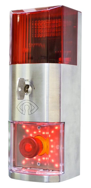 Anwendungsbeispiel: LED-beleuchtete rote Nottaste (Art. 32283)